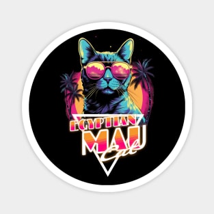 Retro Wave Egyptian Mau Cat Miami Shirt Magnet